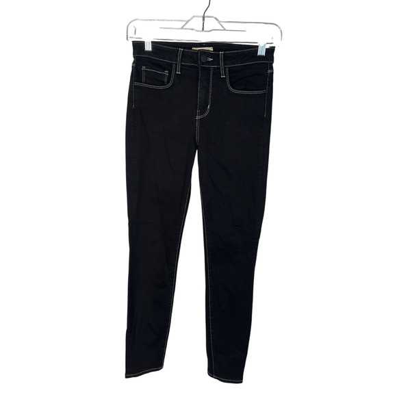 L'AGENCE Denim - NEW! L'Agence 25 Margot $248  Skinny Jeans White Stitching Crop Mid Rise Black